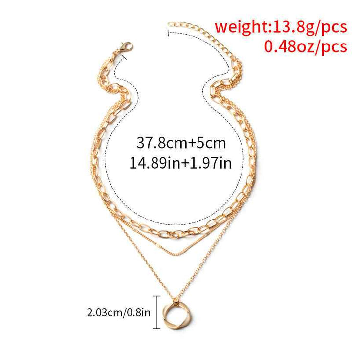 1pc Elegant 925 Sterling Silver Multi-Layered Necklace Round Pendant