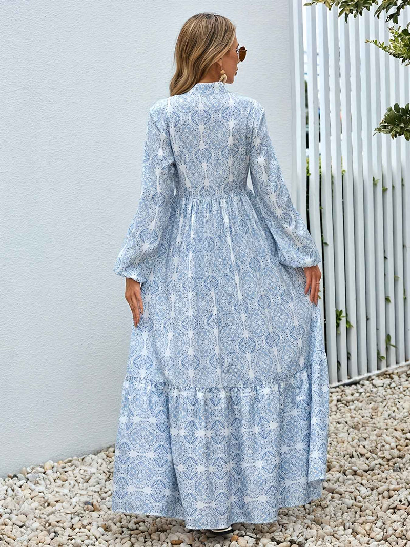Vibrant Mandala Print V-Neck Maxi Dress