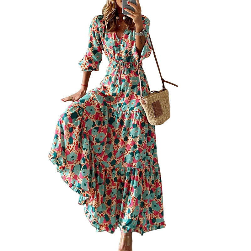 Plus Size All Over Print Tiered Dress