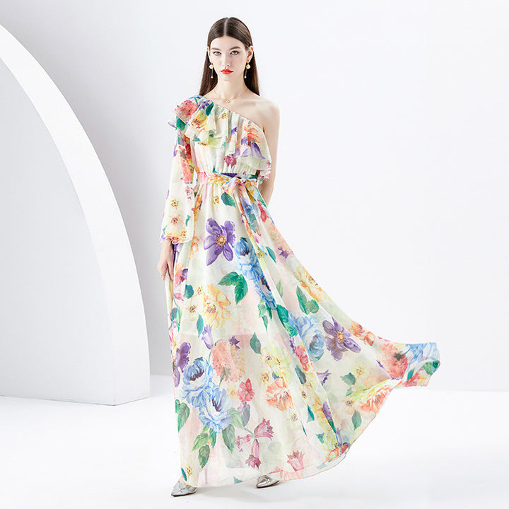 Women's Elegant Floral Print Long Dress