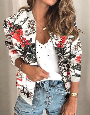 Women Elegant Zipper Bomber Jacket