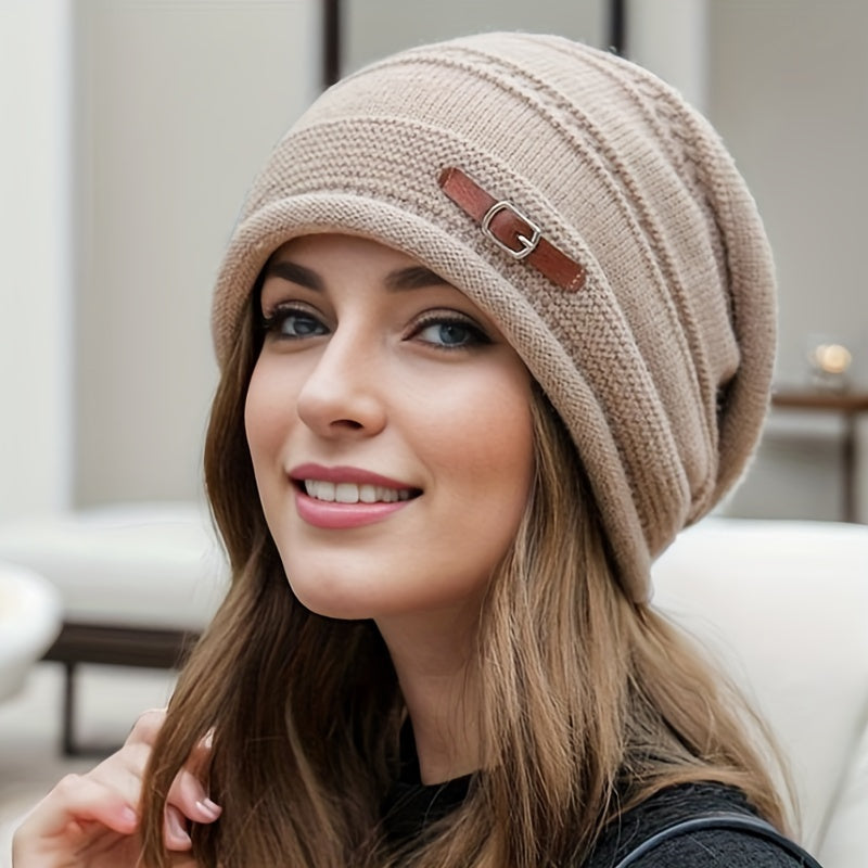 Cozy Fleece-Lined Knit Beanie for Women