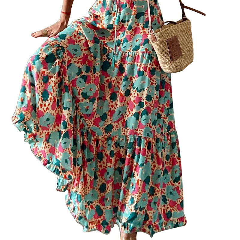 Plus Size All Over Print Tiered Dress