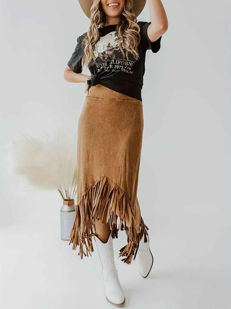 Vintage High Waist Tassel Skirt