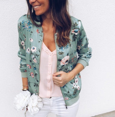 Women Elegant Zipper Bomber Jacket