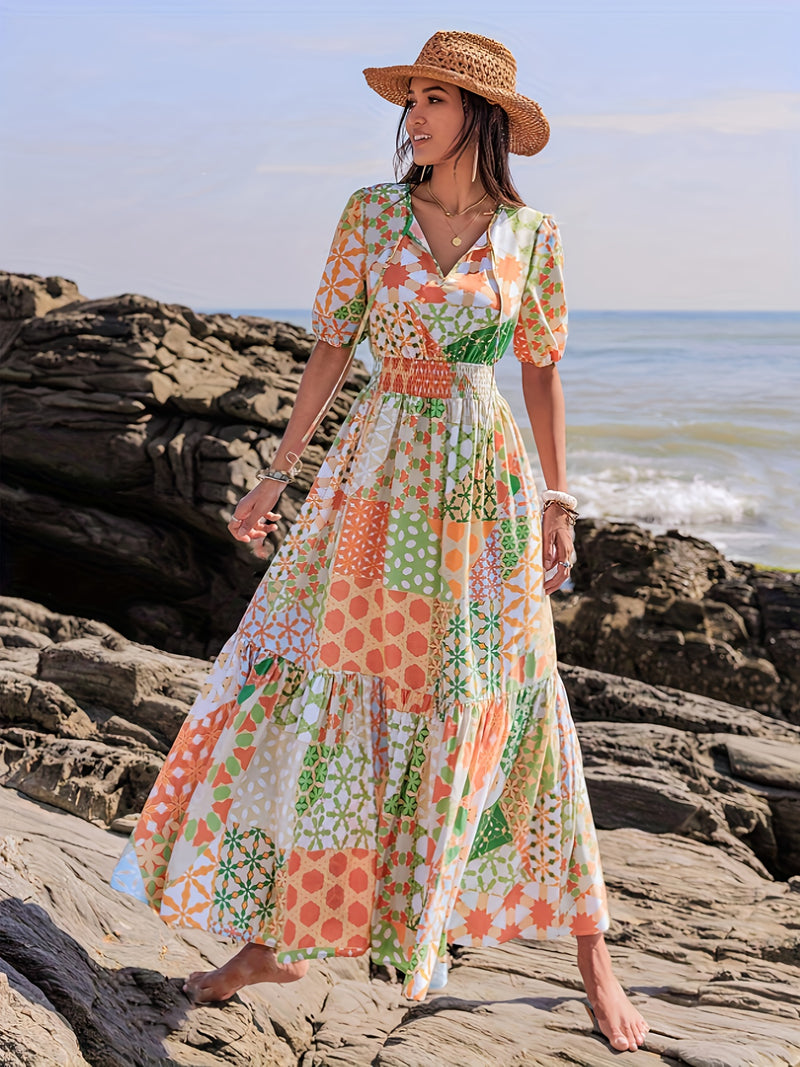 Vibrant Bohemian Style Women's Maxi Dress