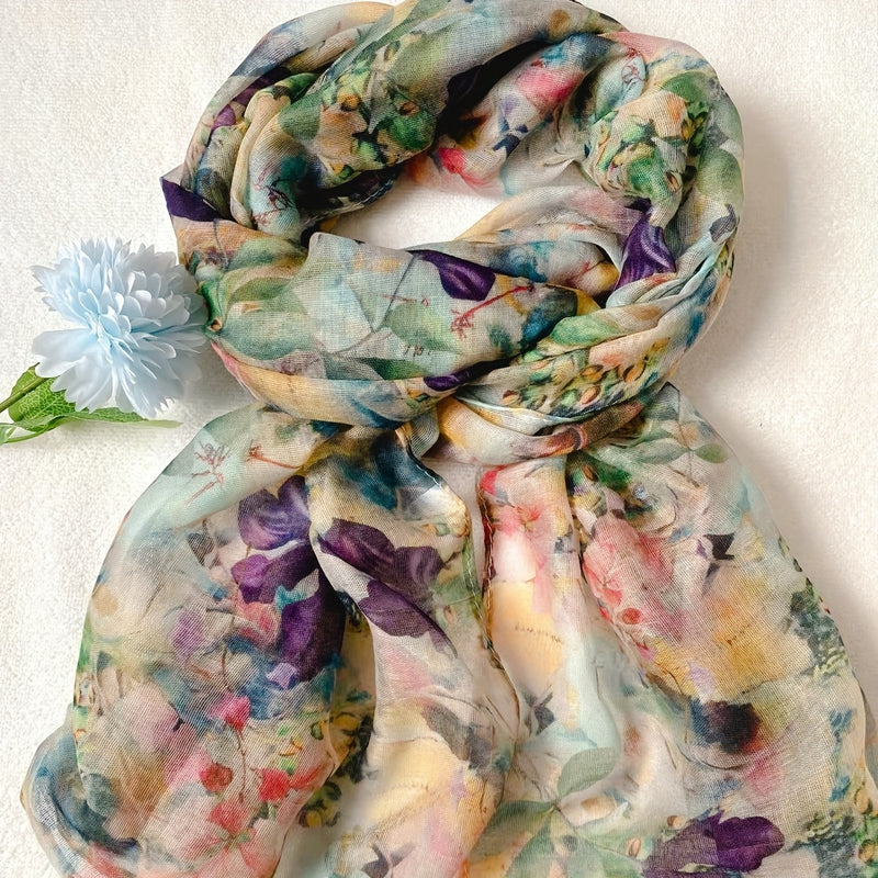 Vibrant Bohemian Floral Print Bali Yarn Scarf for Women