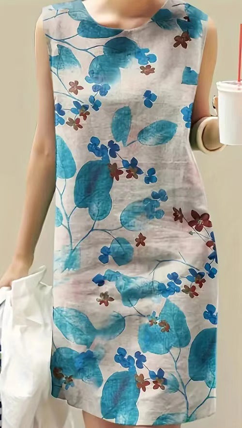 Elegant Floral Sleeveless Midi Dress for Women