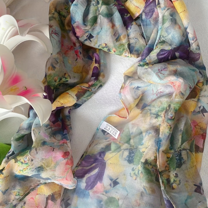 Vibrant Bohemian Floral Print Bali Yarn Scarf for Women