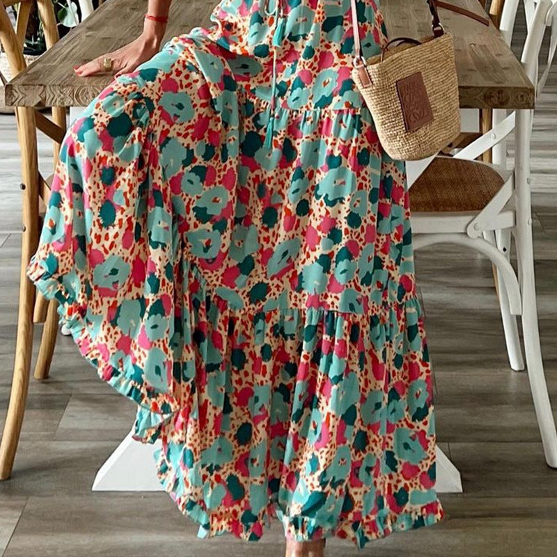 Plus Size All Over Print Tiered Dress