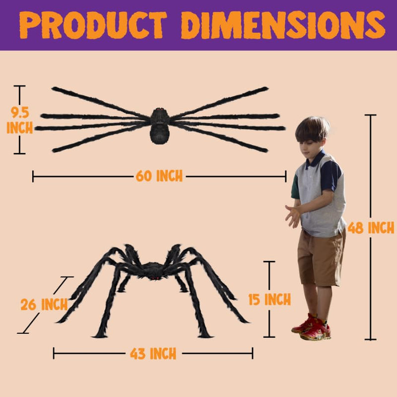 JOYIN 5ft Giant Halloween Spider – Large Black Spider for Outdoor Yard