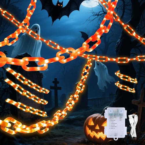 Halloween Battery-Operated Orange LED String Lights