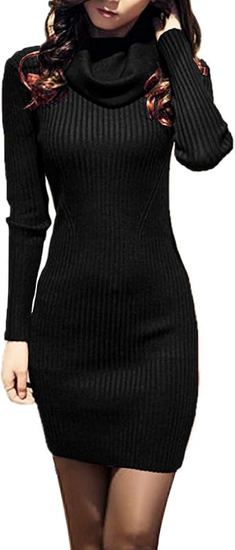 Sweater Dress for Women Ribbed Knit Fitted Midi Dresses