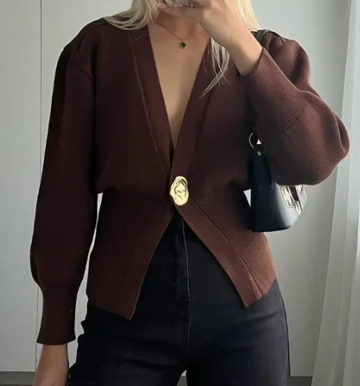 Women Casual Deep V Neck Long Sleeve Top