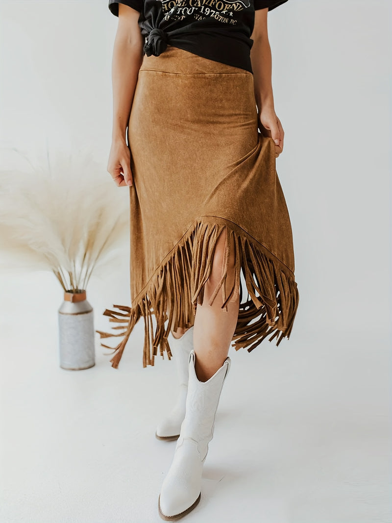 Vintage High Waist Tassel Skirt