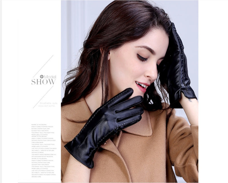 Elegant Women's Genuine Leather Touchscreen Gloves