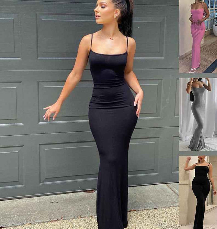 Summer Dresses For Women Sexy Spaghetti Strap Black Long Dress