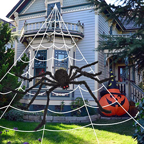 '200' Spider Web with 59' Giant Spider – Halloween Outdoor/Indoor Decor for Yard