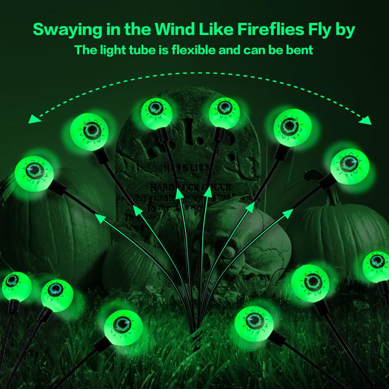 BeHiller 2-Pack Solar Halloween Eyeball Lights