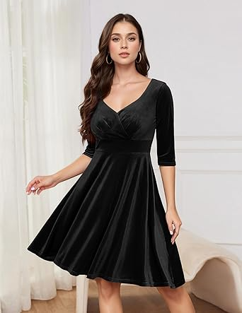 Bbonlinedress Womens Velvet Long Sleeve Formal