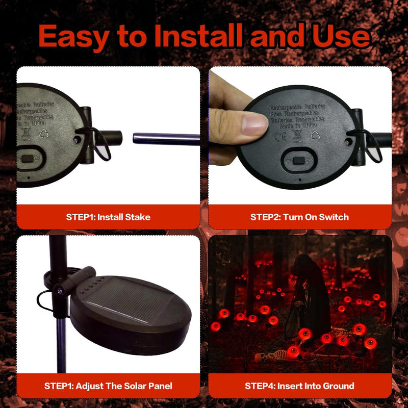 BeHiller 2-Pack Solar Halloween Eyeball Lights