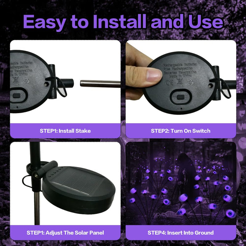 BeHiller 2-Pack Solar Halloween Eyeball Lights