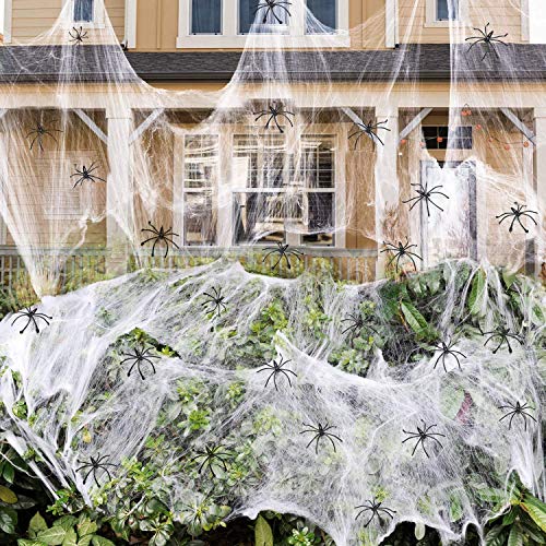 1400 Sqft Halloween Spider Web with 150 Fake Spiders