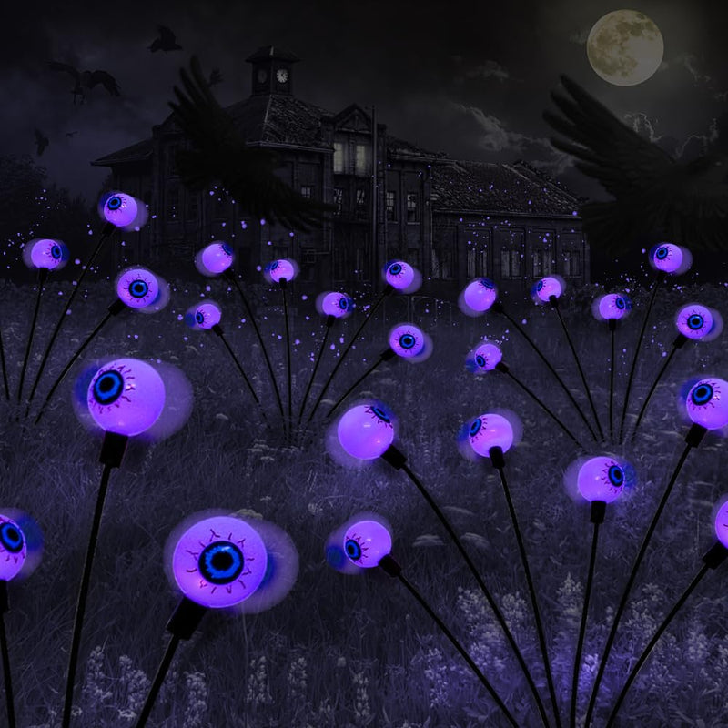 BeHiller 2-Pack Solar Halloween Eyeball Lights