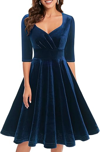 Bbonlinedress Womens Velvet Long Sleeve Formal