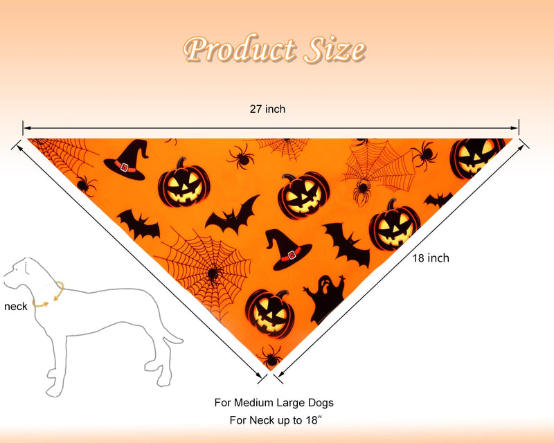 2pcs Reversible Pumpkin & Ghost Scarves for Medium/Large Dogs