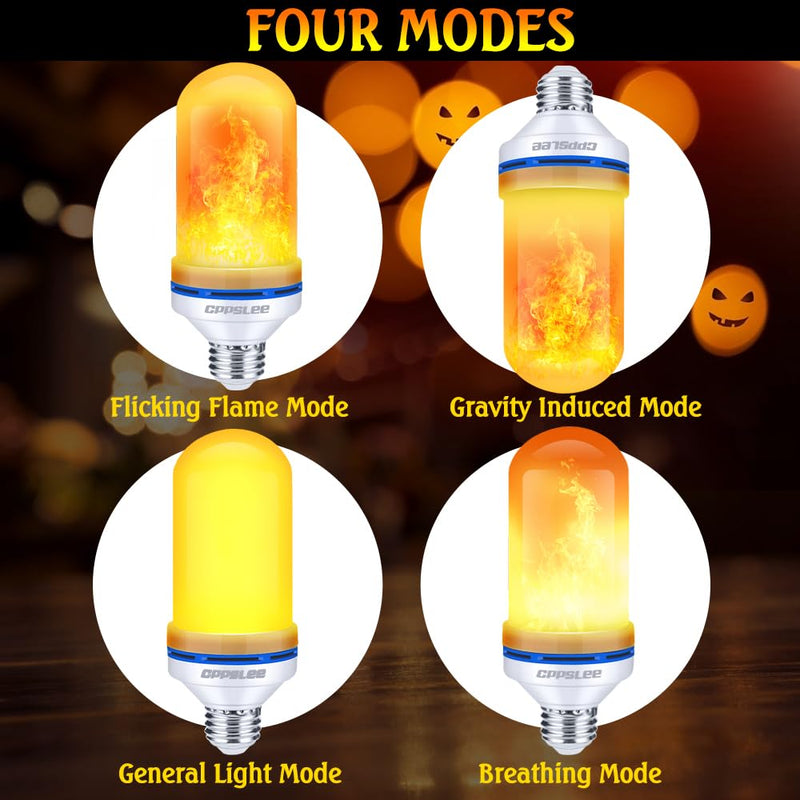 LED Flame Light Bulbs – 2 Pack, 4 Modes, E26 Base