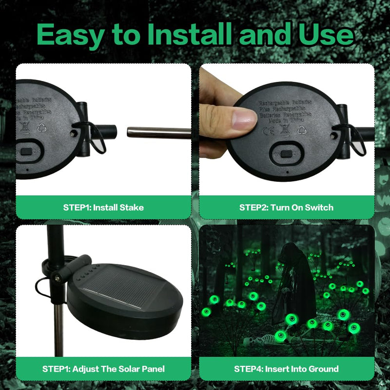 BeHiller 2-Pack Solar Halloween Eyeball Lights