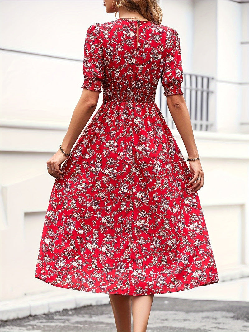 Floral Shirred Waist Dress