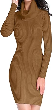 Sweater Dress for Women Ribbed Knit Fitted Midi Dresses