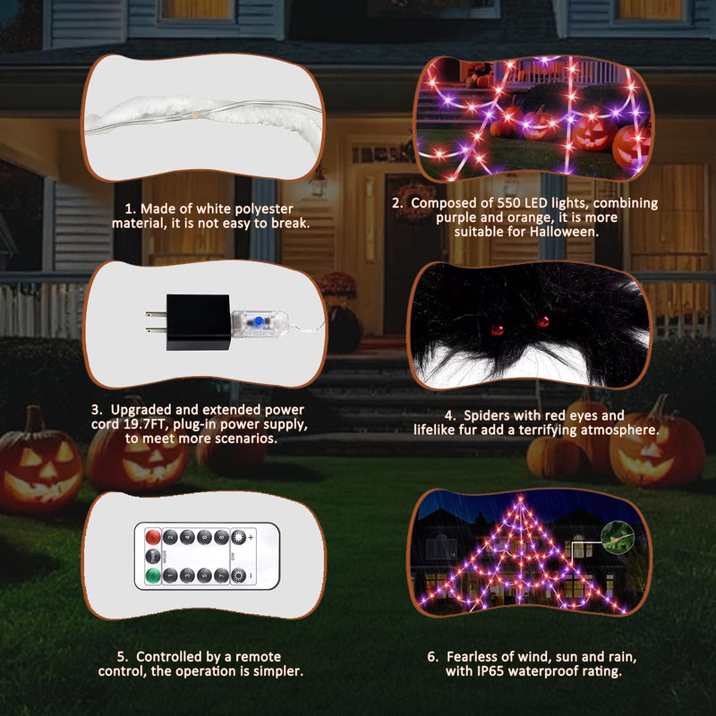 550 LED Halloween Spider Web Lights