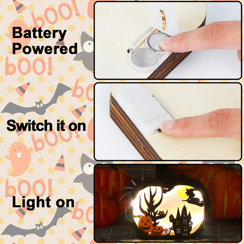 FOIMAS Light-Up Halloween Wooden Pumpkin Sign