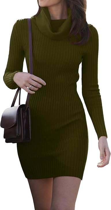 Sweater Dress for Women Ribbed Knit Fitted Midi Dresses