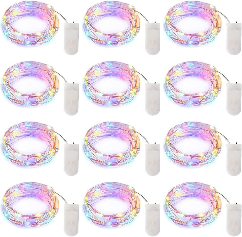 Brightown 12 Pack LED Fairy Lights Battery Operated String Lights - 7ft 20LED Waterproof Silver Wire Firefly Starry Moon Lights for DIY Crafts Wedding Table Centerpieces Party Bedroom Christmas