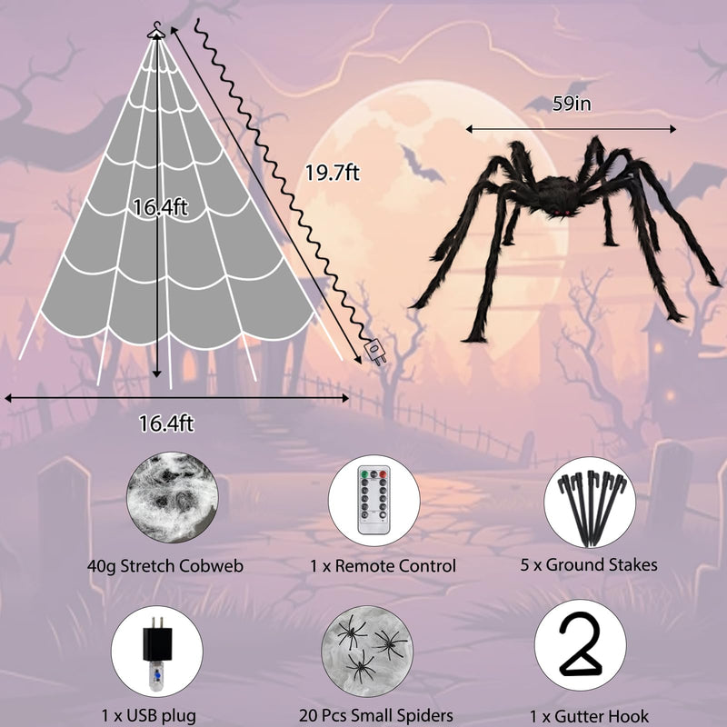 550 LED Halloween Spider Web Lights
