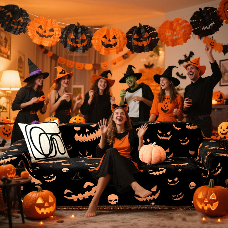 EVENHUG Halloween Reversible Sofa Cover
