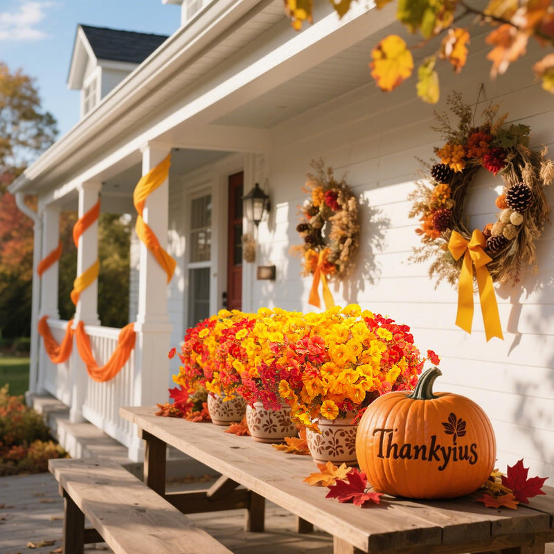 Grunyia 16 PCS Outdoor Fall Artificial Flower