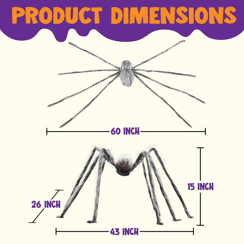 JOYIN 5ft Giant Halloween Spider – Large Black Spider for Outdoor Yard