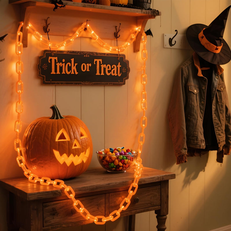 Halloween Battery-Operated Orange LED String Lights