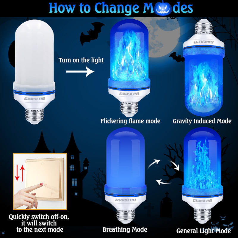 LED Flame Light Bulbs – 2 Pack, 4 Modes, E26 Base