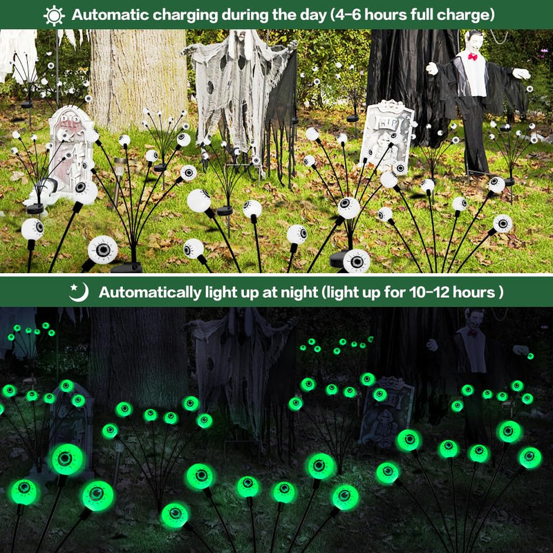 BeHiller 2-Pack Solar Halloween Eyeball Lights