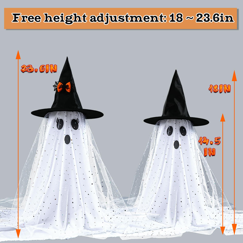 2-Pack Halloween Ghost Decorations with Remote-Controlled String Lights