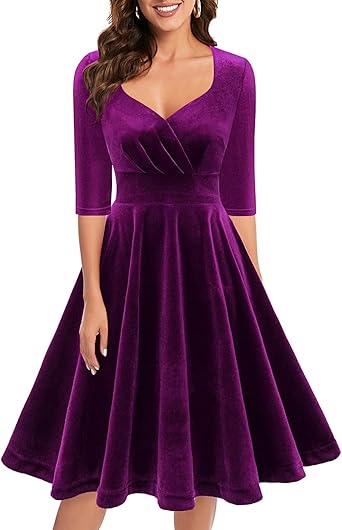 Bbonlinedress Womens Velvet Long Sleeve Formal