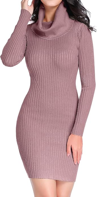 Sweater Dress for Women Ribbed Knit Fitted Midi Dresses