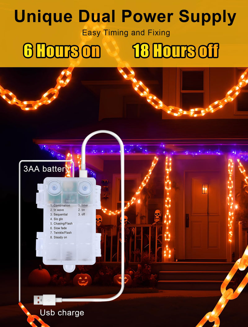 Halloween Battery-Operated Orange LED String Lights