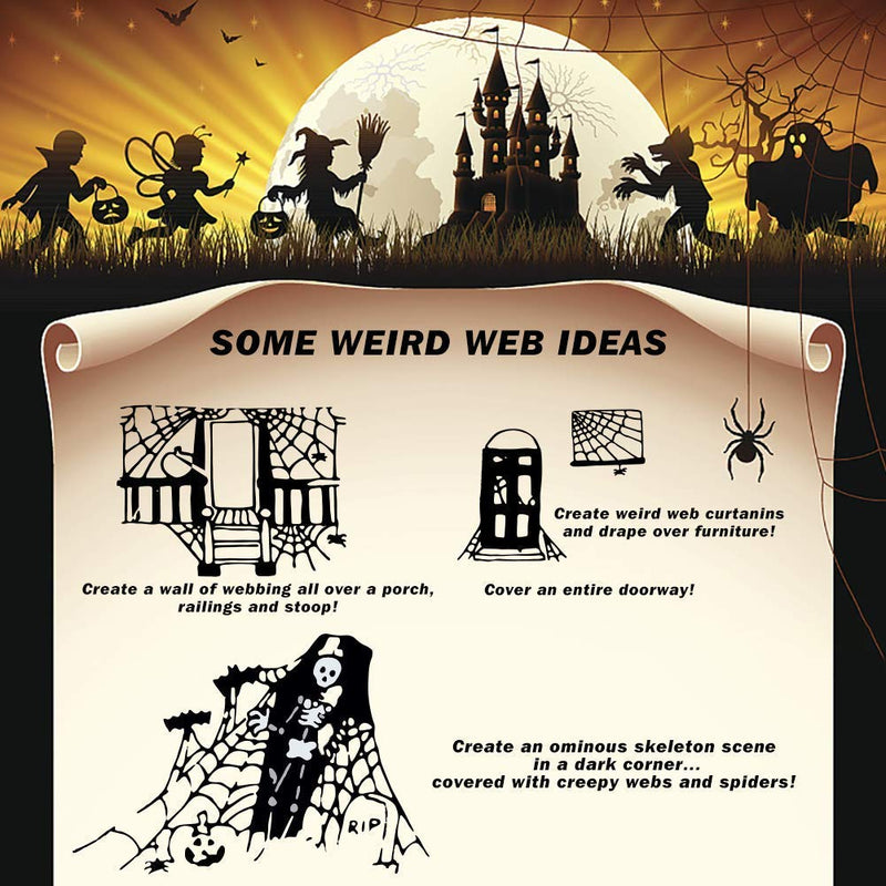 1400 Sqft Halloween Spider Web with 150 Fake Spiders